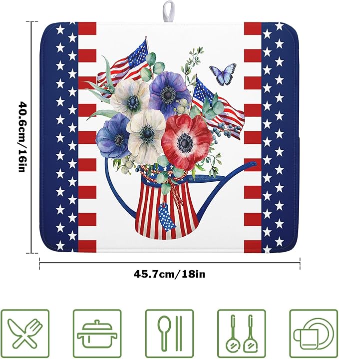 American Flag 4th of July Dish Drying Mats