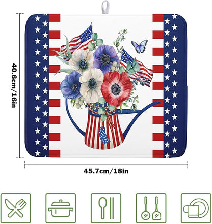 American Flag 4th of July Dish Drying Mats