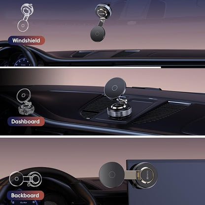 Magnetic Phone Holder for Car 2026 Heavy Duty Model 360° Adjustable Vacuum Suction Car Magsafe Phone Mount Cell Phone Holders for Your Car for iPhone 16 Pro Max 15 14 13 12 Plus (Metal Stand Rotor)