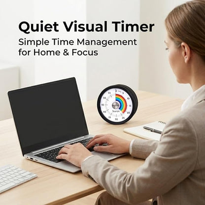 Searon Quiet Visual Timer with Magnet, Countdown Timer with Rainbow Disk and