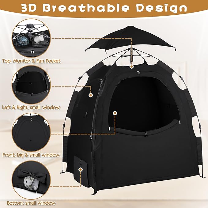 Pack N Play Blackout Cover Sleep Pod - Baby Sleep Tent 1-Click Set Up Portable, Crib Blackout Canopy Cover Block 95% Light Suitable for Babies and Toddlers