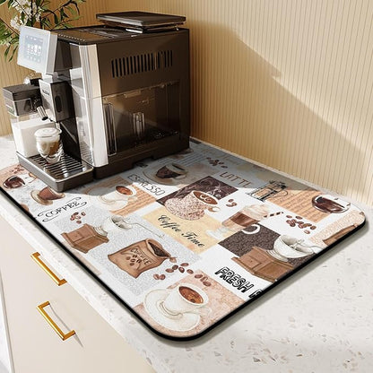 Coffee Mat 23inx15in, Absorbent Hide Stain Anti-Slip Coffee Bar Accessories