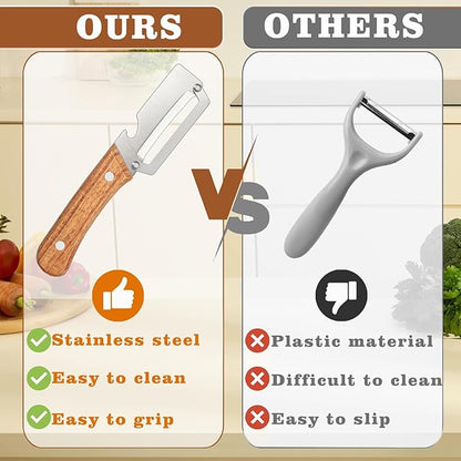 2 Pcs Multifunctional Vegetable Peeler, Stainless Steel Blade Peeler