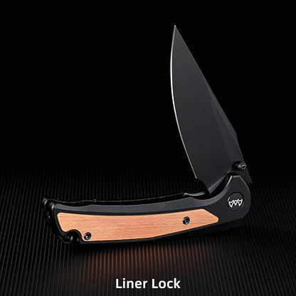 EDC Pocket Knife, 3.6" 14C28N Aluminium With Steel Inlay Handle, Folding Knife for Camping Hiking Hunting Outdoor