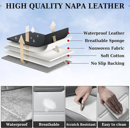 Coverado Car Seat Covers Full Set, Seat Covers for Cars, Front Seat Covers and Back Seat Cover Waterproof Leather Automotive Seat Cover, Universal Car Interior Protectors Cushion for Most Cars