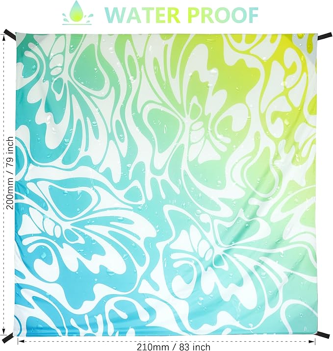 WIWIGO Beach Blanket Waterproof Sandproof Beach Mat 79" X 83"/10'x9'for 2-8