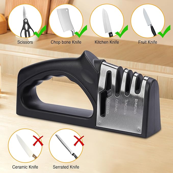 4-in-1Manual Knife Sharpener Suitable