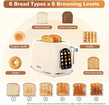 Mecity Toaster 2 Slice, Touch Screen Wide Slot Retro Toaster