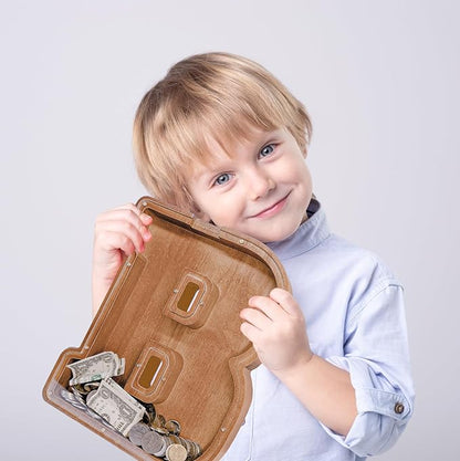 Wooden Letter Piggy Bank for Kids Larger Letter Piggy Bank for Boys and Girls Personalized Piggy Bank Initial Coin Bank Wood Kids Money Bank for Birthday and Festival