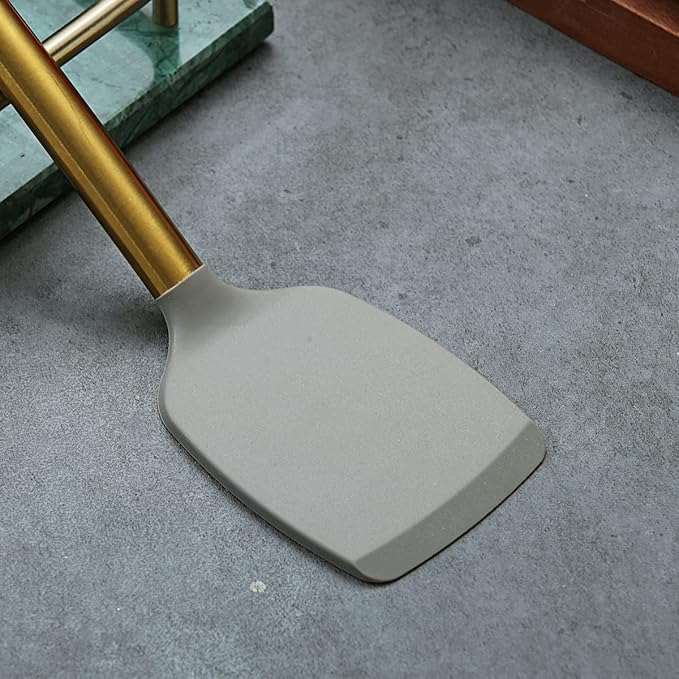 Berglander Non-stick Silicone Solid Turner, Titanium Gold Plating handle