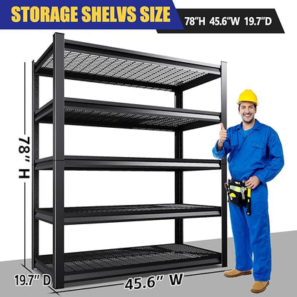 Garage Shelving-3000 lbs 5 Tier Storage Shelves, Adjustable Heavy Duty Metal