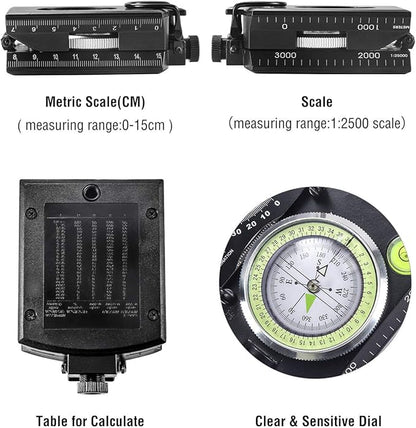 Eyeskey Multifunctional Military Sighting Navigation Compass with Inclinometer | Impact Resistant & Waterproof Compass for Hiking, Camping