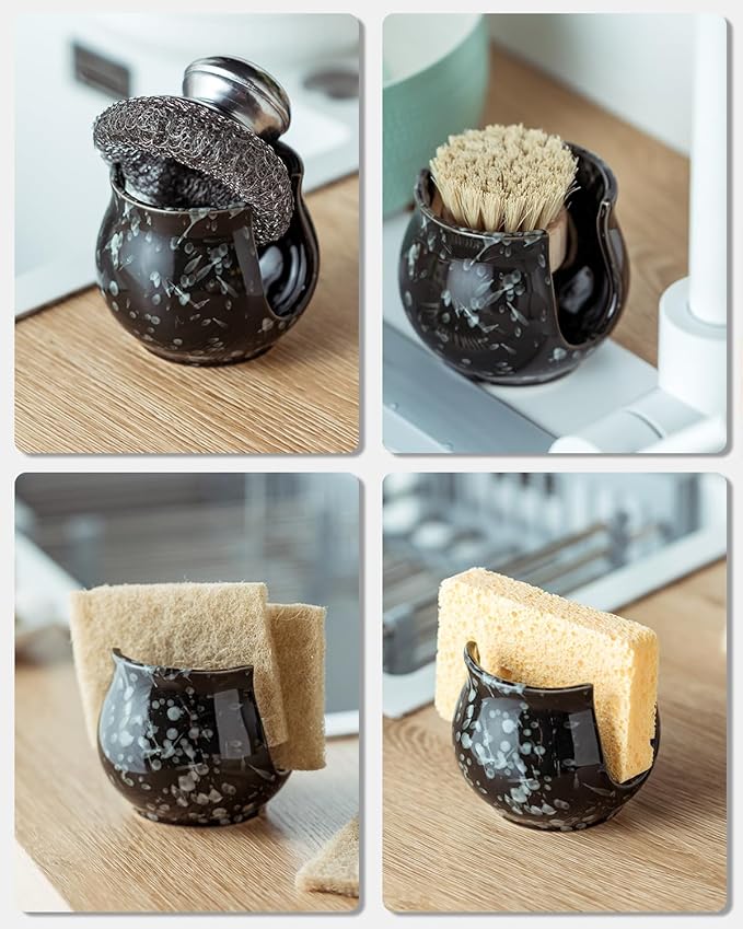 Zoeeker Kitchen Sponge Holder, Ceramic Dish Sponge Holder Kithen Sink Organizer