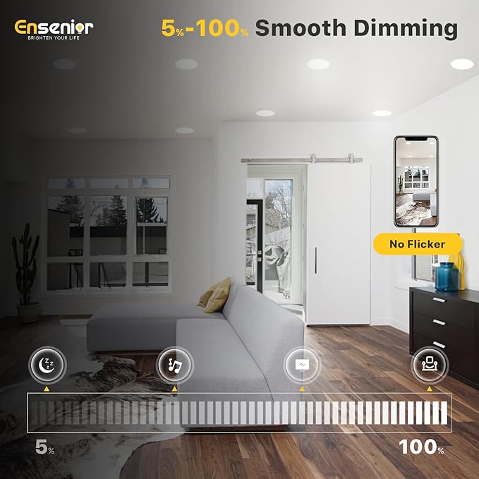 Ensenior 12 Pack 6 Inch LED Recessed Ceiling Light, 2700K-5000K 5CCT, 1200LM