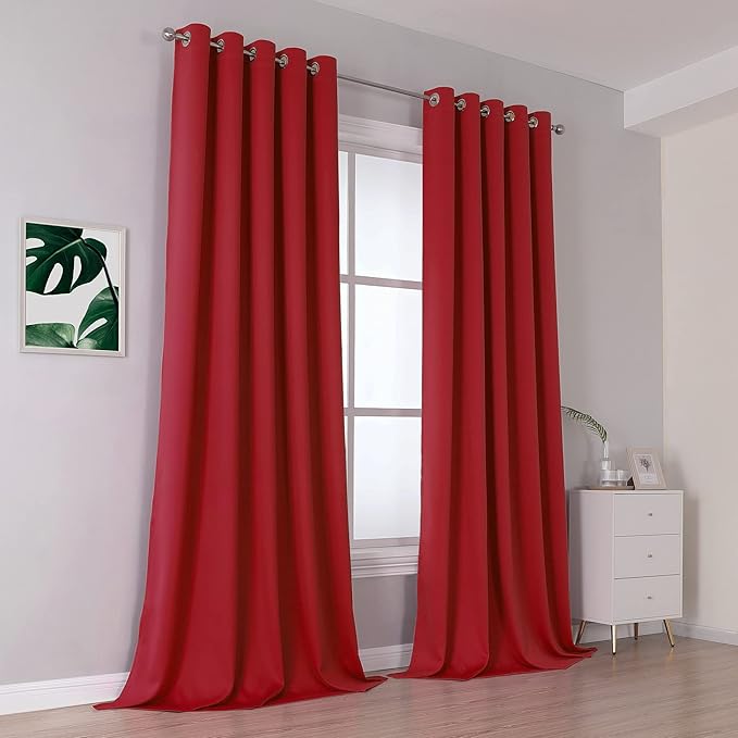 DUALIFE 108 inches Long Red Blackout Curtains