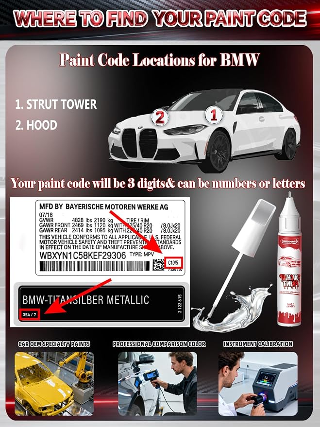 A83 Glacier Silver Metallic Car Touch Up Paint for BMW, Color Accurate Two-In-One Car Paint Scratch Repair Pen, Professional Scratch Remover for Vehicles Chips and Nicks Scuff