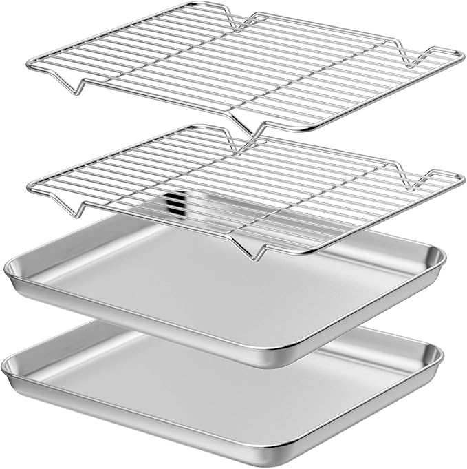 Wildone Baking Sheet with Rack Set, Stainless Steel Cookie Pan baking Tray with