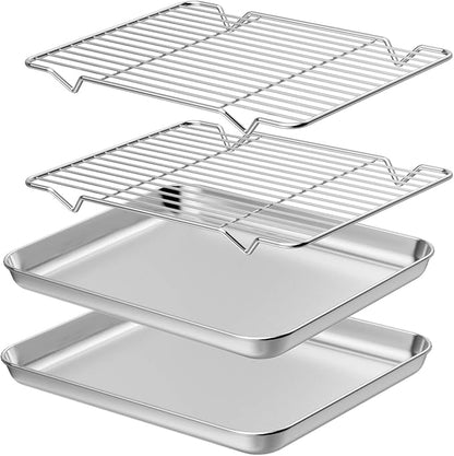 Wildone Baking Sheet with Rack Set, Stainless Steel Cookie Pan baking Tray with