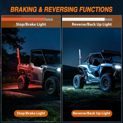 Nilight LED Whip Light 1PC 3FT Spiral RGB Antenna Whips with Spring Base, App/Remote Control DIY Chasing Patterns Brake & Reverse Lights for Side by Side ATV UTV RZR Can-Am Buggy Jeep