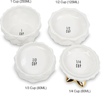 Set of 4 Decorative Pineapple Shaped Stackable Ceramic Kitchen Measuring Cups