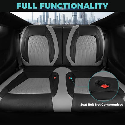 Custom for Ford Mustang Coupe Seat Covers 2015-2025 - Custom-Fit Full Set Faux Leather Car Seat Covers for Mustang Coupe Fastback GT/V6/EcoBoost 2015 2016 2017 2018 2019 2020 2021 2022 2023 2024 2025