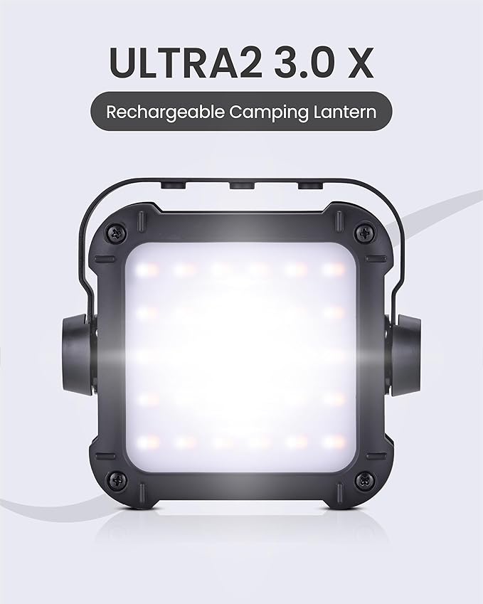 CLAYMORE Ultra2 3.0 (X-Large) - Outdoor Rechargeable LED Light for Camping, Tent, Backpacking, Emergency and Industrial Use. Waterproof, Portable Lantern with USB-C, Up to 80 Hours Battery Life.
