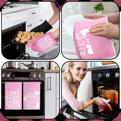 Sratte 6 Pcs Kitchen Decor Accessories Set Farmhouse Towels Pot Holders Oven