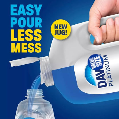 Dawn Platinum Dish Soap Dishwashing Liquid, Rain Scent, Dish Soap Refill, 51.5 Fl Oz bundled with Heavy Duty Scotch Brite Sponge
