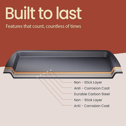 Cookie Sheet with Wire Rack Set, 2-Piece Nonstick Gray Marble Carbon Steel Pan