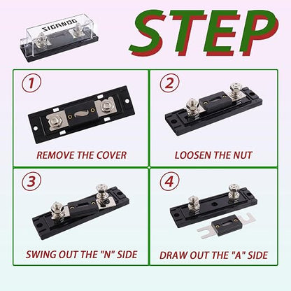 125 Amp ANL Fuse Holder 0/2/4 Gauge Fuse Block with 125A ANL Fuses for Car Audio Truck DIY (2 Pack)