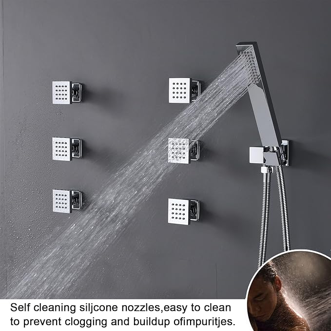 KATAIS Digital Tempreature Display Full Body Shower System Wall Mounted 8 Inch