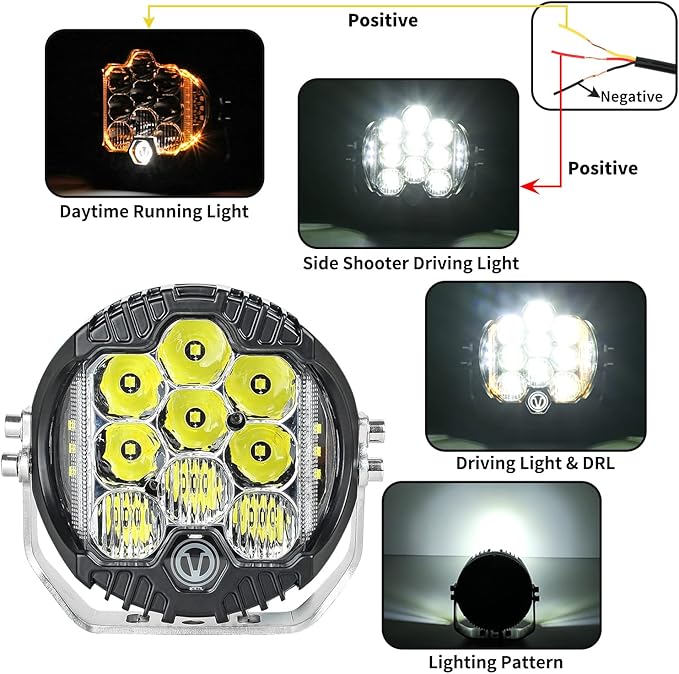 5 Inch 50W LED Driving Light, 5000LM Offroad Light IP67 Waterproof Round Work Light Spot Flood Combo for Wrangler, ATV, SUV, UTV, Trucks, Pickup, 4x4, F150 - Pack of 1