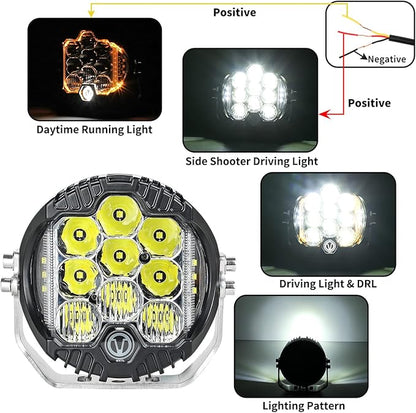 5 Inch 50W LED Driving Light, 5000LM Offroad Light IP67 Waterproof Round Work Light Spot Flood Combo for Wrangler, ATV, SUV, UTV, Trucks, Pickup, 4x4, F150 - Pack of 1