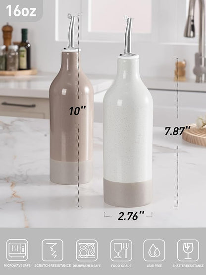 famiware Milkyway 16oz Ceramic Olive Oil Dispenser Bottle, Olive Oil and