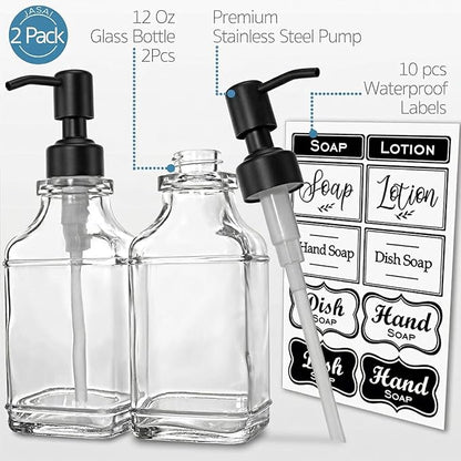 JASAI 2Pack Glass Soap Dispenser