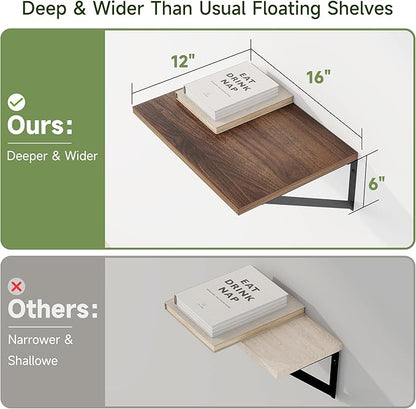 Heimlove 12 Inch Deep Floating Shelves