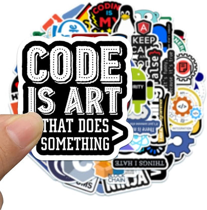 100PCS PCS Programming Stickers Funny, Vinyl Waterproof for Water Bottle Laptop Luggage Guitar Gifts for Teens Girls Kids Adult Students Funny