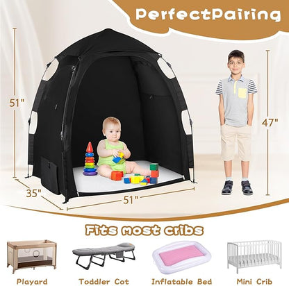 Pack N Play Blackout Cover Sleep Pod - Baby Sleep Tent 1-Click Set Up Portable, Crib Blackout Canopy Cover Block 95% Light Suitable for Babies and Toddlers