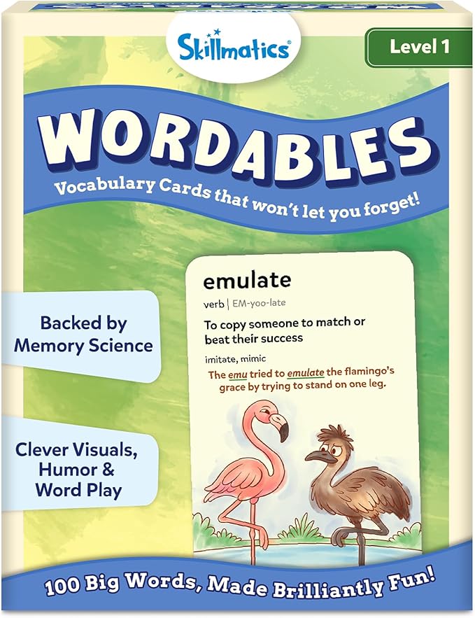 Skillmatics Vocabulary Flash Cards for Kids - Learn 100 Words with Wordplay, Visuals, & Soundplay, Christmas Stocking Stuffers, Educational Gifts for Ages 8, 9, 10 & Up, Screen-Free Language Game