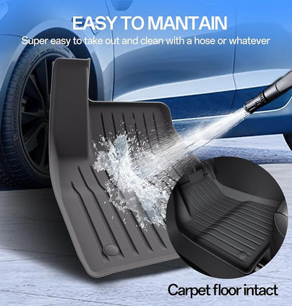 2025 New Version Floor Mats for Model 3 Highland - Full Set All Weather TPE Front, Rear, Cargo & Sub-Trunk Mats, 6-Piece Custom Fit