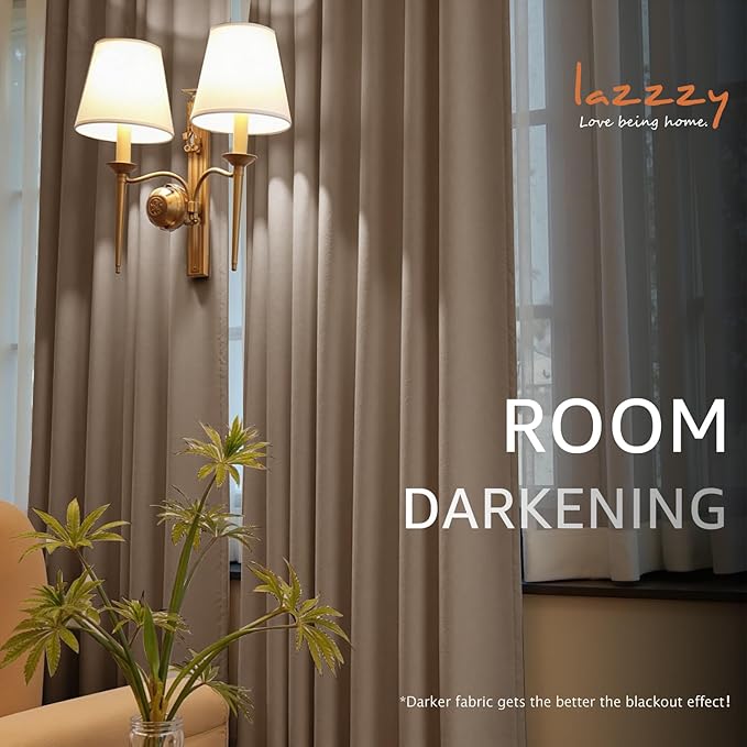 Lazzzy Velvet Blackout Curtains Thermal Insulated Room Window Drapes Super Soft