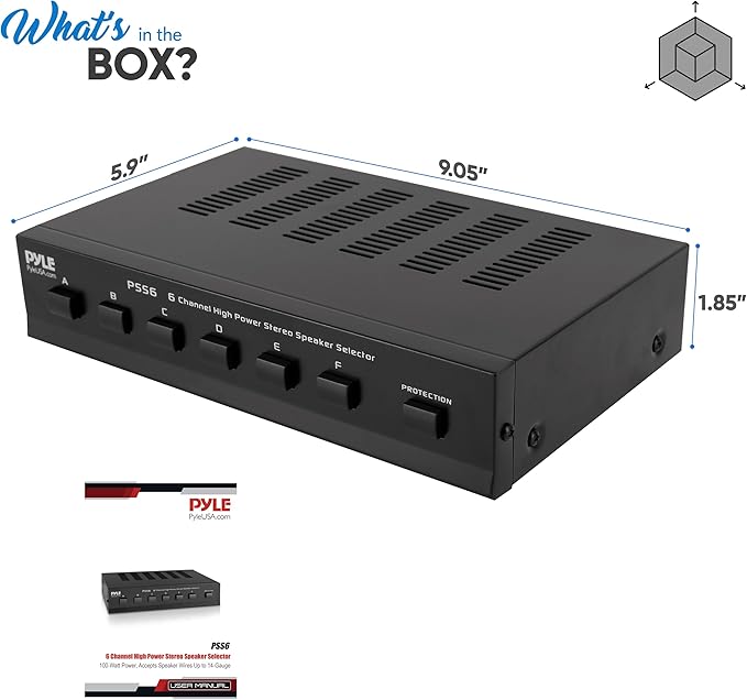 Pyle Home Premium New and Improved 6 Zone Channel Speaker Switch Selector