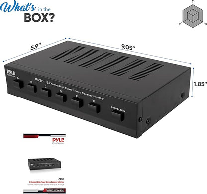 Pyle Home Premium New and Improved 6 Zone Channel Speaker Switch Selector