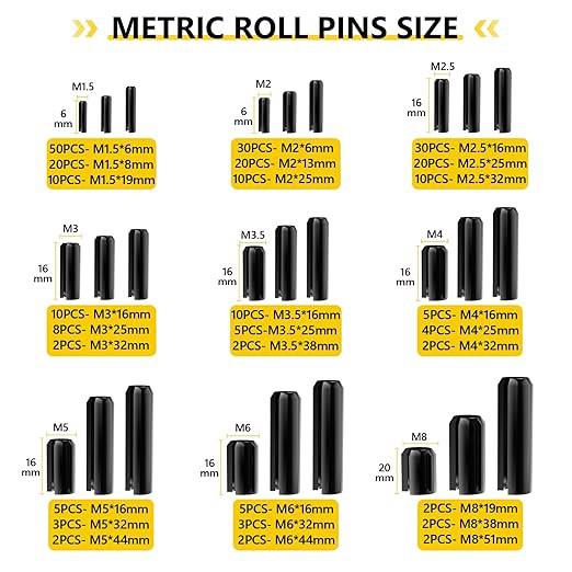 274 Pcs Roll Pin Set, Slotted Metric Roll Pins 65Mn Steel