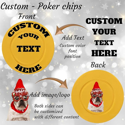 Custom Poker Chips Personalized Plastic Poker Chips with Logo Funny Parties Chips Print Your Photo or Text Golf Ball Markers for Putting Green Yellow