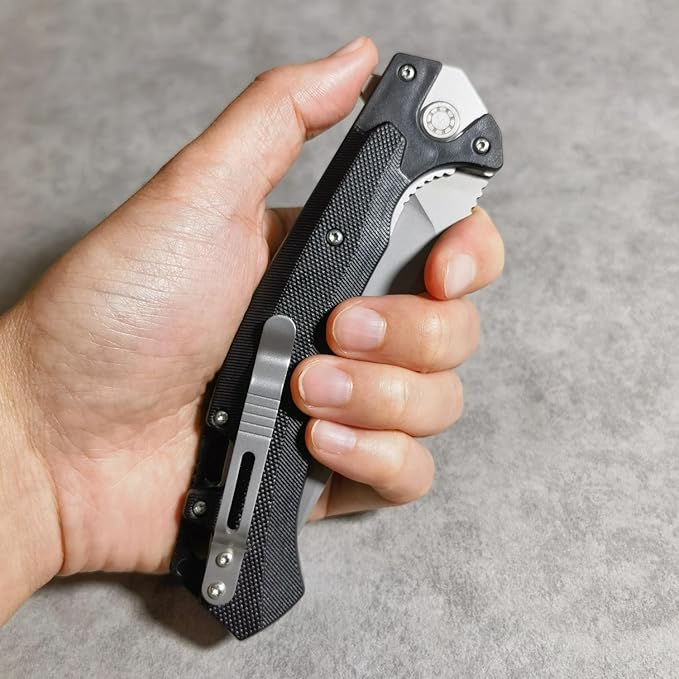 10 Inches Tactical Folding Knife - Multi-Functional Survival Knife for Camping, Hunting, Fishing, Hiking | Outdoor & Emergency Preparedness Tool (GRAY)