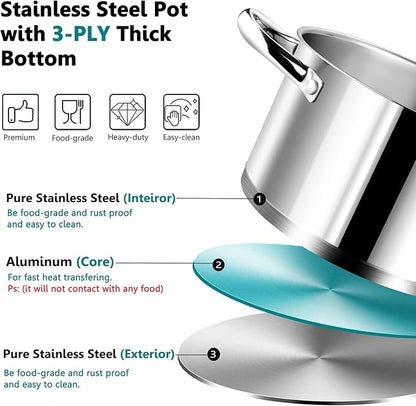 P&P CHEF 6 Quarts Cooking Stock Pot