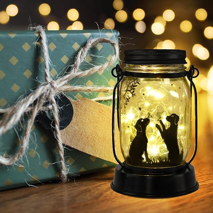 kyoryuger Dog Solar Lanterns 3in1 Dog Lights Garden Decor Gifts for Women Mom Grandma Unique Teen Girl Gifts for Dog Lovers Decorative Pet Memory Lanterns for Yard Lawn Patio Landscape