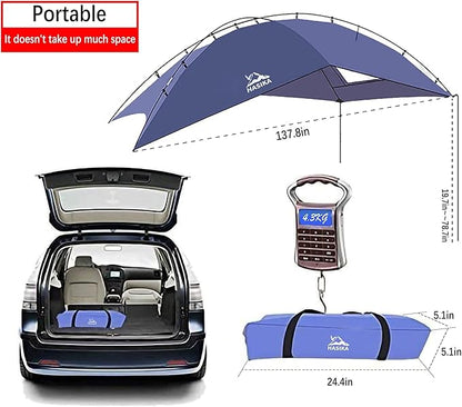 Versatility Camping Tent for Truck Bed,SUV RVing, Van,Trailer and Overlanding Portable Teardrop Awning Canopy Tear Resistant Tarp with 2 Sandbag