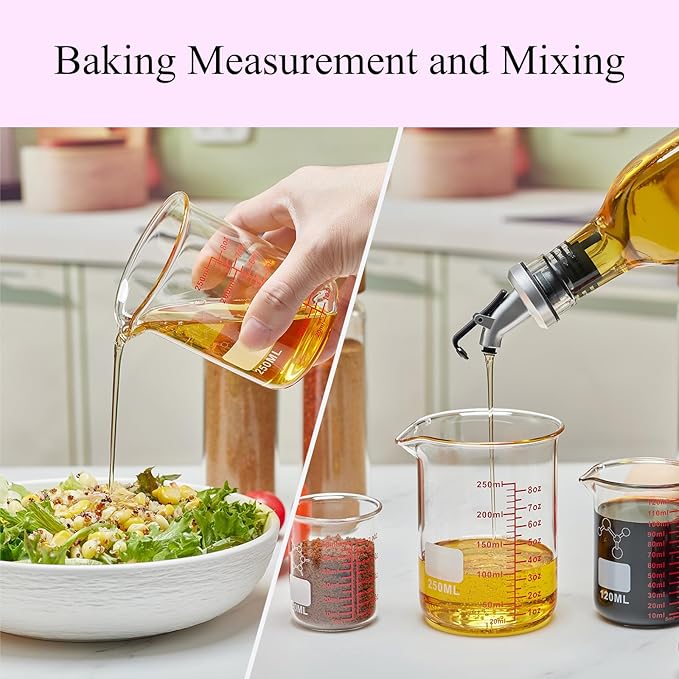 3 Piece High Borosilicate Glasss Liquid Measuring Cups, Includes 150ml